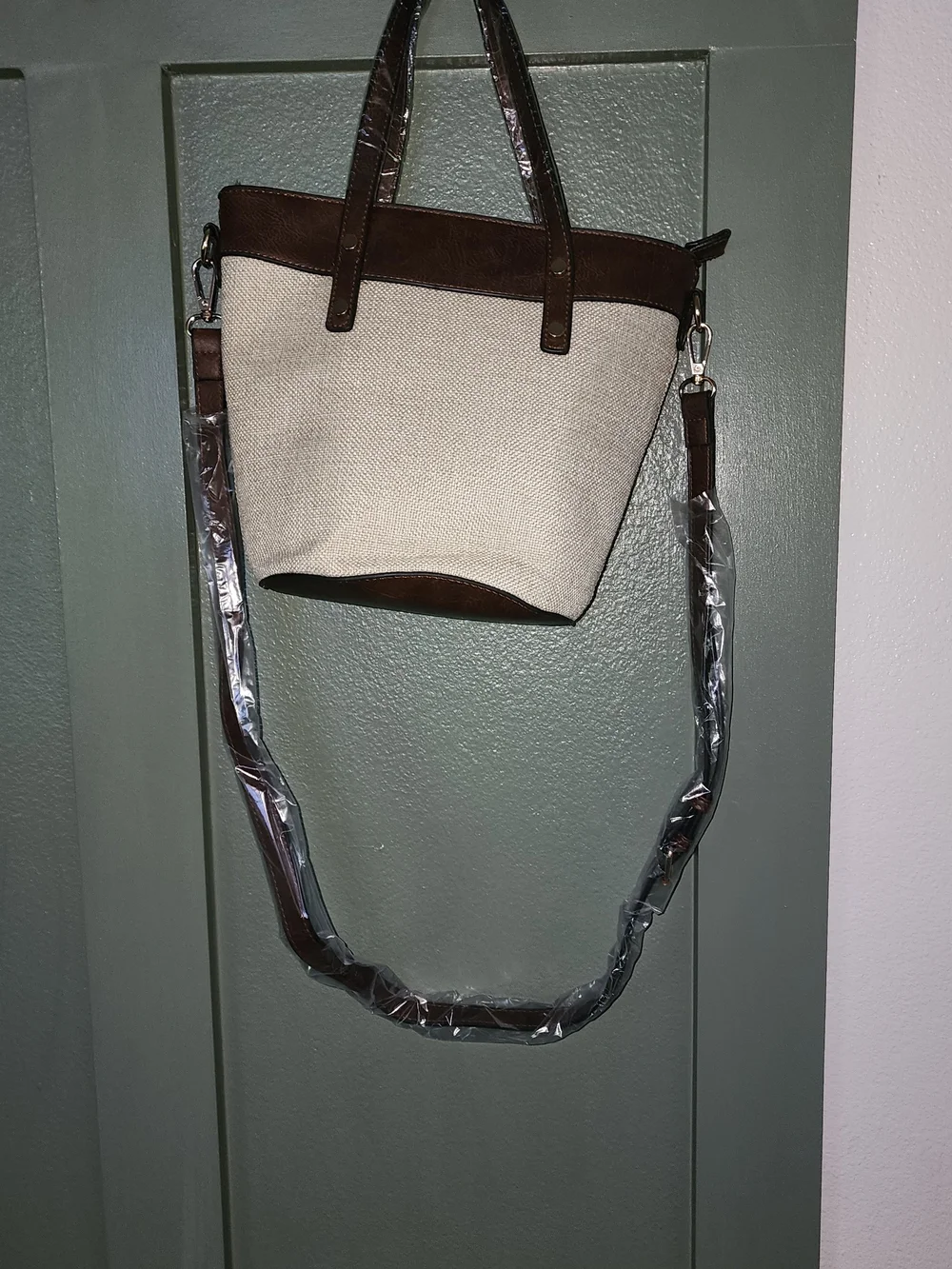 Neutral Beige and Brown Tote with Gold Accents - Women's Everyday Bag
